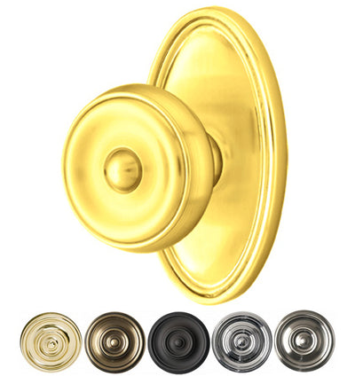 ##Antique Hardware## Solid Brass Waverly Door Knob Set With Oval Rosette (Several Finish Options)