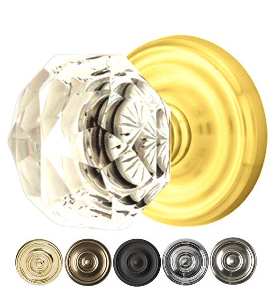 Antique Hardware Diamond Crystal Door Knob Set With Regular Rosette (Several Finish Options) EMTEK GLASS CRYSTAL DIAMOND DOOR KNOB