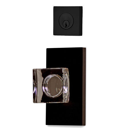 ##Antique Hardware## Modern Square Entryway Set with Crystal Square Knob (Several Finishes Available)