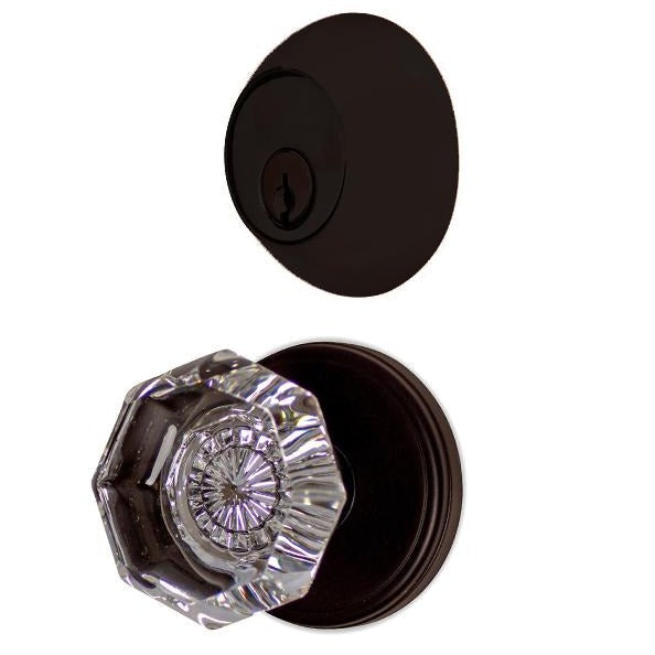 ##Antique Hardware## Classic Disc Entryway Set with Crystal Octagon Knob (Several Finishes Available)