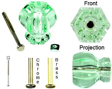 ##Antique Hardware## 1 1/2 Inch Depression Hexagon Glass Cabinet and Furniture Knobs (Several Colors Available)