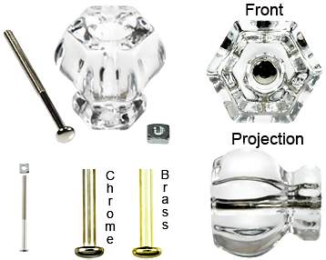 ##Antique Hardware## 1 1/4 Inch Hexagon Shaped Glass Cabinet and Furniture Knobs (Several Colors Available)