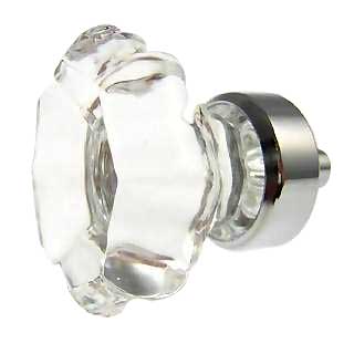 ##Antique Hardware## 1 3/8 Inch Crystal Clear Octagon Old Town Cabinet and Furniture Knob