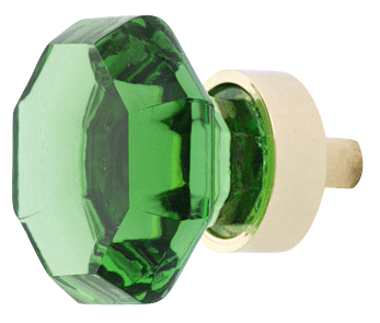 Antique Hardware 1 3/8 Inch Emerald Green Glass Octagon Old Town Cabinet & Furniture Knob CABINET KNOB