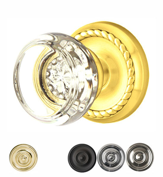 Antique Hardware Crystal Georgetown Door Knob Set With Rope Rosette (Several Finish Options) EMTEK GLASS CRYSTAL GEORGETOWN DOOR KNOB