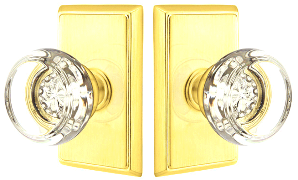 ##Antique Hardware## Crystal Georgetown Door Knob Set With Rectangular Rosette (Several Finish Options)