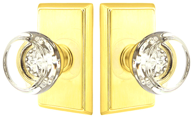 ##Antique Hardware## Crystal Georgetown Door Knob Set With Rectangular Rosette (Several Finish Options)