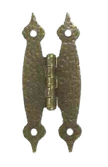 ##Antique Hardware## 3 1/2 Inch Metal Hinges: Pair of Hammered Metal Hinges - H Type