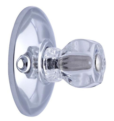 ##Antique Hardware## Art Deco Style Polished Chrome and Clear Glass Robe Hook