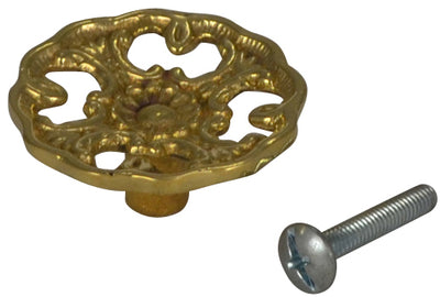 Antique Hardware 1 1/2 Inch Solid Brass Baroque / Rococo Ornate Floral Knob (Several Finishes Available) CABINET KNOB