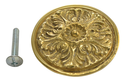 ##Antique Hardware## 2 Inch Solid Brass Victorian Floral Cabinet & Furniture Knob (Several Finishes Available)