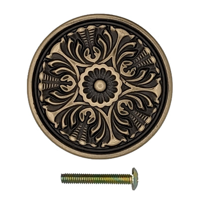 ##Antique Hardware## 2 Inch Solid Brass Victorian Floral Cabinet & Furniture Knob (Several Finishes Available)