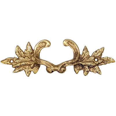 ##Antique Hardware## 6 Inch (4 3/8 Inch C-C) Solid Brass Ornate French Leaves Pull