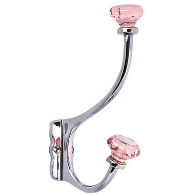 ##Antique Hardware## Open Box Sale Item 7 Inch Solid Brass Coat Hook & Old Town Pink Glass Knob