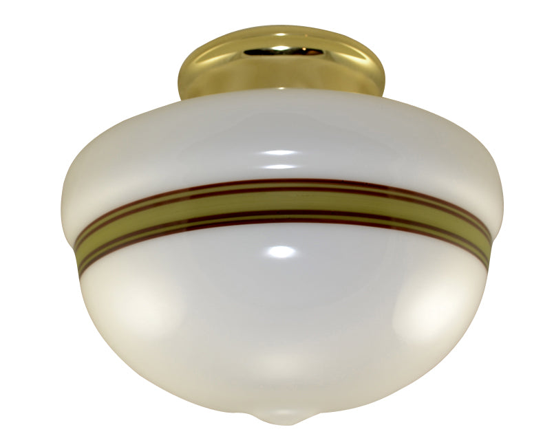 ##Antique Hardware## Striped Glass Overhead Light Fixture