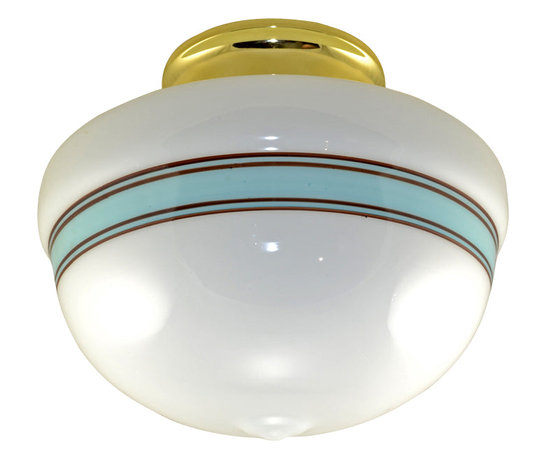 ##Antique Hardware## Striped Glass Overhead Light Fixture