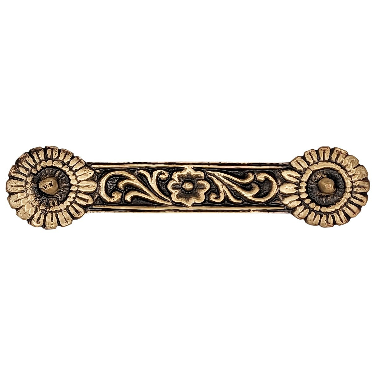 ##Antique Hardware## 4 1/4 Inch Overall (3 3/8 Inch c-c) Solid Brass Unique Circle Pull Handle