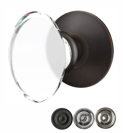 ##Antique Hardware## Crystal Hampton Door Knob Set With Modern Rosette (Several Finish Options)