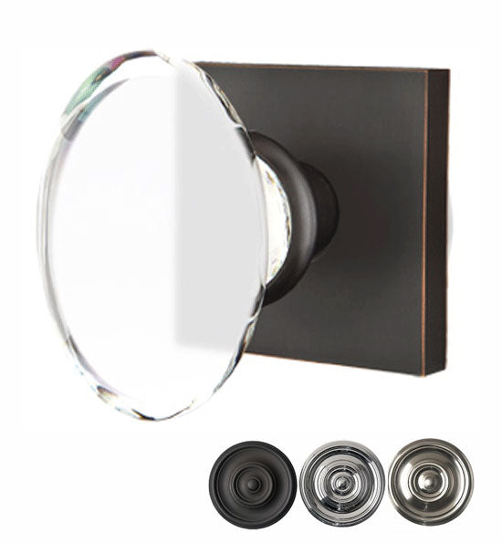 ##Antique Hardware## Crystal Hampton Door Knob Set With Square Rosette (Several Finish Options)