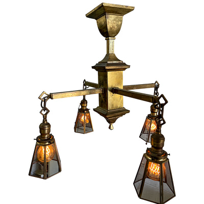 ##Antique Hardware## 24 Inch 4-Light Antique Brass Chandelier