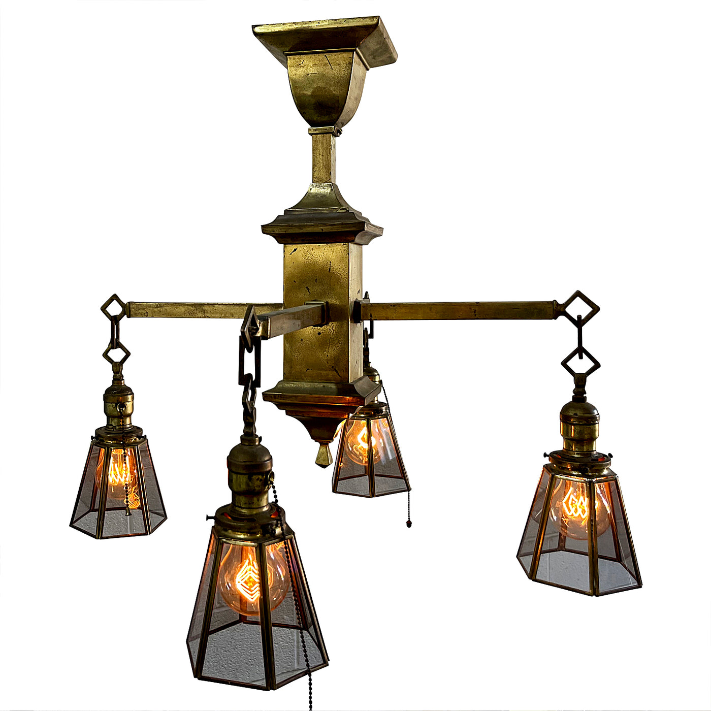 ##Antique Hardware## 24 Inch 4-Light Antique Brass Chandelier