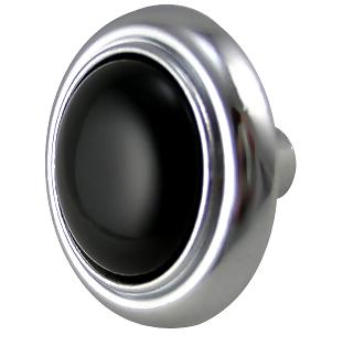 Antique Hardware 1 1/4 Inch Chrome & Black Ceramic Round Button Cabinet & Furniture Knob CABINET KNOB