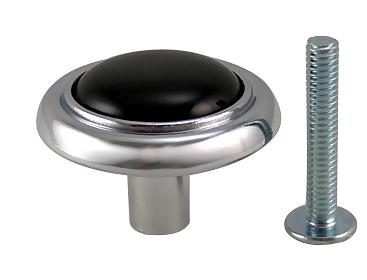 Antique Hardware 1 1/4 Inch Chrome & Black Ceramic Round Button Cabinet & Furniture Knob CABINET KNOB