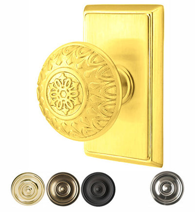 Antique Hardware Emtek Solid Brass Lancaster Door Knob Set With Rectangular Rosette (Several Finishes Available) EMTEK DOOR KNOB