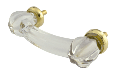 Antique Hardware 4 Inch Overall (3 Inch c-c) Crystal Clear Glass Bridge Handle CABINET PULL