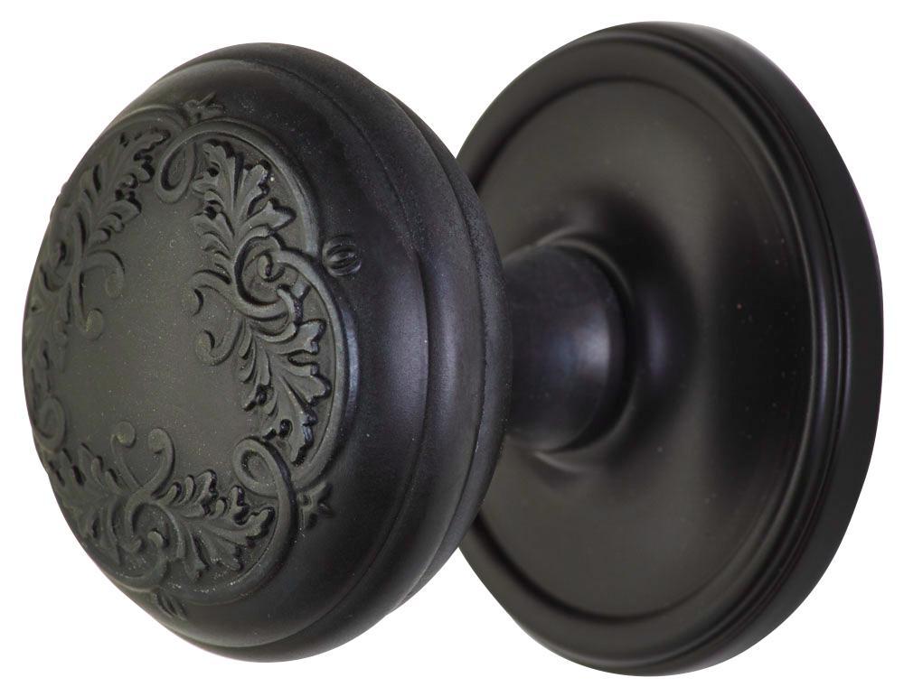 ##Antique Hardware## Traditional Rosette Door Set with Floral Leaf Pattern Knob (Several Finishes Available)