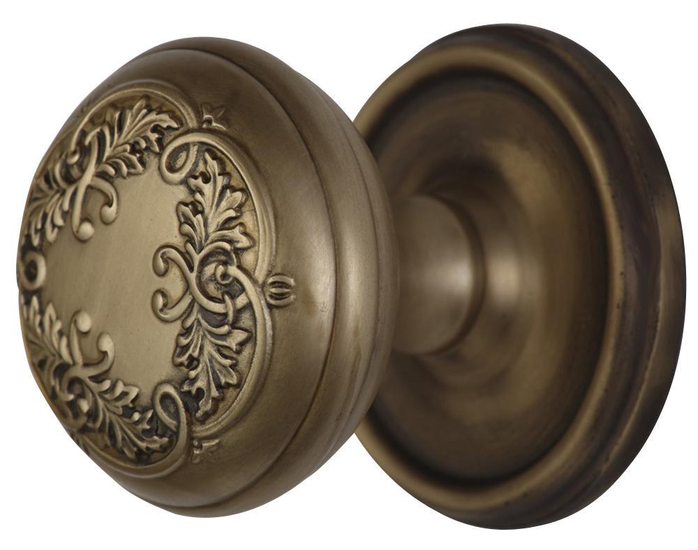 ##Antique Hardware## Traditional Rosette Door Set with Floral Leaf Pattern Knob (Several Finishes Available)