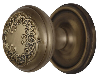 ##Antique Hardware## Traditional Rosette Door Set with Floral Leaf Pattern Knob (Several Finishes Available)