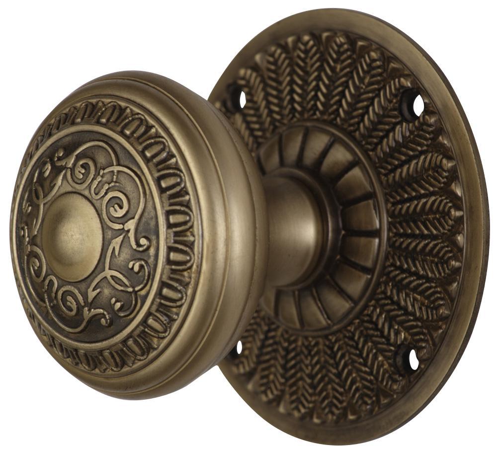 ##Antique Hardware## Feather Rosette Door Set with Egg & Dart Door Knobs (Several Finishes Available)