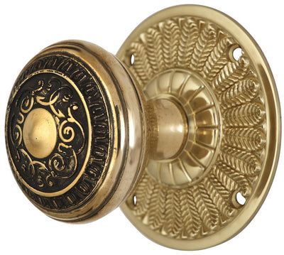 ##Antique Hardware## Feather Rosette Door Set with Egg & Dart Door Knobs (Several Finishes Available)