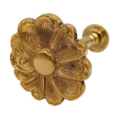 ##Antique Hardware## 3 Inch Solid Brass Floral Curtain Tie Back (Polished Brass Finish)