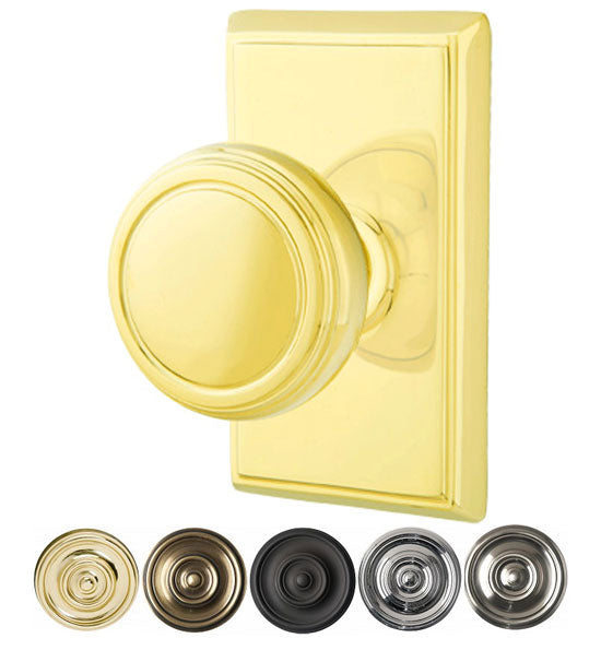 ##Antique Hardware## Solid Brass Norwich Door Knob Set With Rectangular Rosette (Several Finish Options)