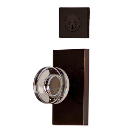 ##Antique Hardware## Modern Square Entryway Set with Crystal Disc Knob (Several Finishes Available)