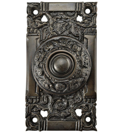 ##Antique Hardware## 4 1/4 Inch Art Nouveau Solid Brass Doorbell