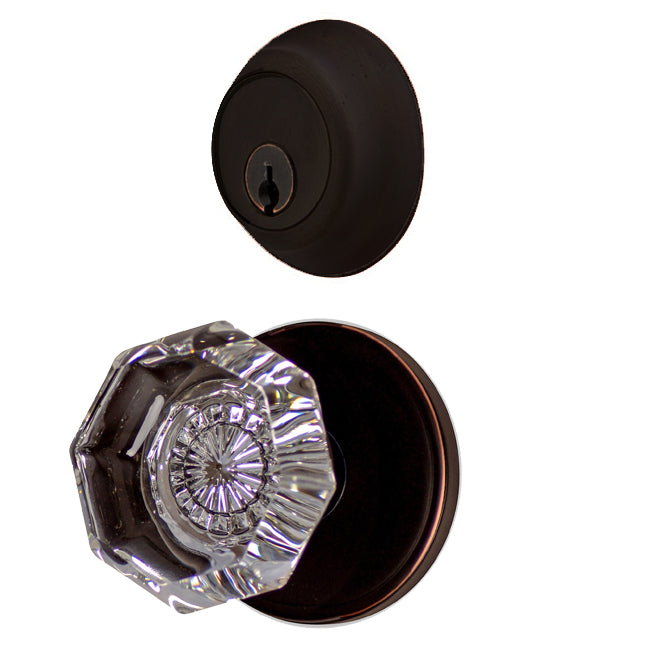 ##Antique Hardware## Classic Disc Entryway Set with Crystal Octagon Knob (Several Finishes Available)