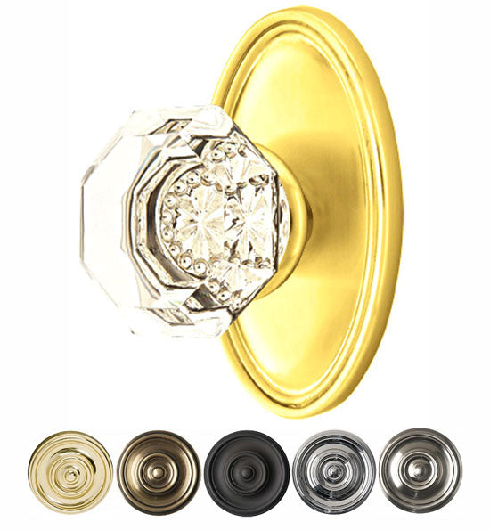 ##Antique Hardware## Emtek Crystal Old Town Clear Door Knob Set With Oval Rosette (Several Finish Options)