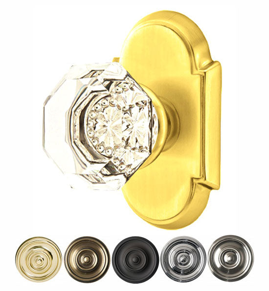 ##Antique Hardware## Emtek Crystal Old Town Clear Door Knob Set With # 8 Rosette (Several Finish Options)