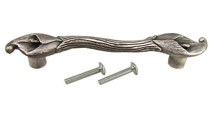 Antique Hardware 5 1/4 Inch (4 Inch c-c) Antique Pewter Calla Lily Pull CABINET PULL