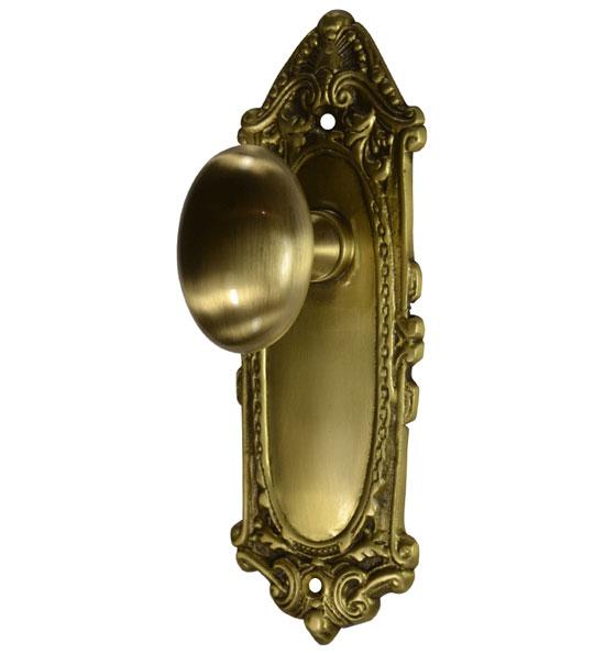 ##Antique Hardware## Ornate Victorian Long Backplate Door Set with Egg Door Knobs (Several Finishes Available)