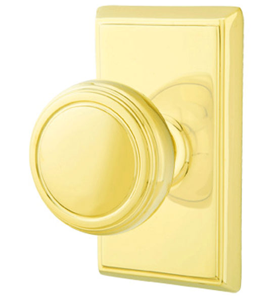 ##Antique Hardware## Solid Brass Norwich Door Knob Set With Rectangular Rosette (Several Finish Options)