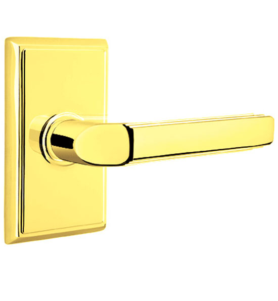 ##Antique Hardware## Solid Brass Milano Lever With Rectangular Rosette