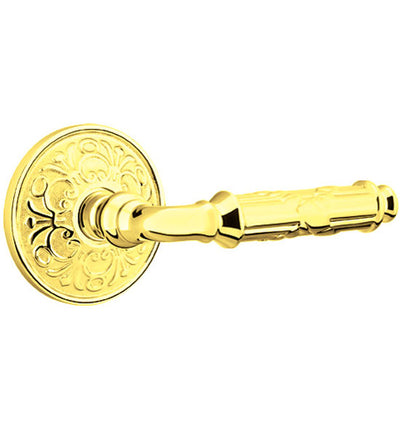 ##Antique Hardware## Solid Brass Ribbon & Reed Lever With Lancaster Rosette