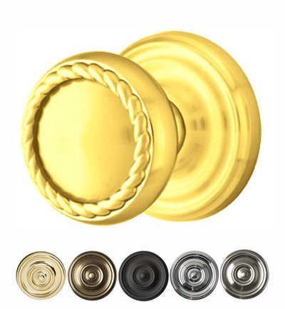 ##Antique Hardware## Solid Brass Rope Door Knob Set With Regular Rosette (Several Finish Options)