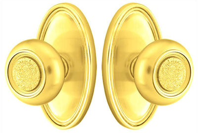 ##Antique Hardware## Solid Brass Belmont Door Knob Set With Oval Rosette (Several Finish Options)