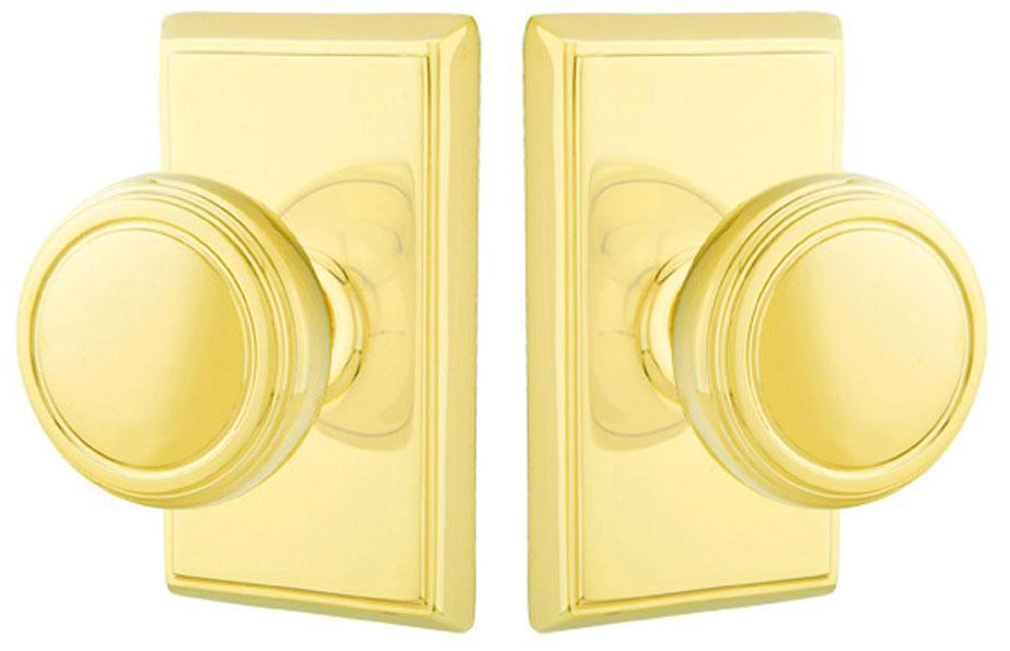 ##Antique Hardware## Solid Brass Norwich Door Knob Set With Rectangular Rosette (Several Finish Options)