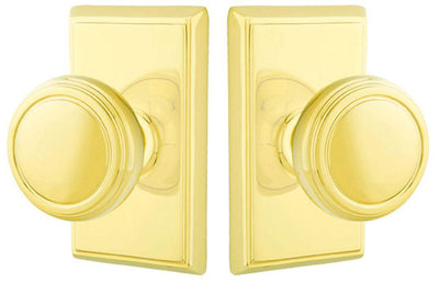 ##Antique Hardware## Solid Brass Norwich Door Knob Set With Rectangular Rosette (Several Finish Options)